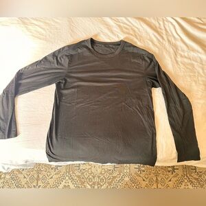 4 Men's Lululemon Long Sleeve Fundamental Shirts (black, olive, grey, and brown)